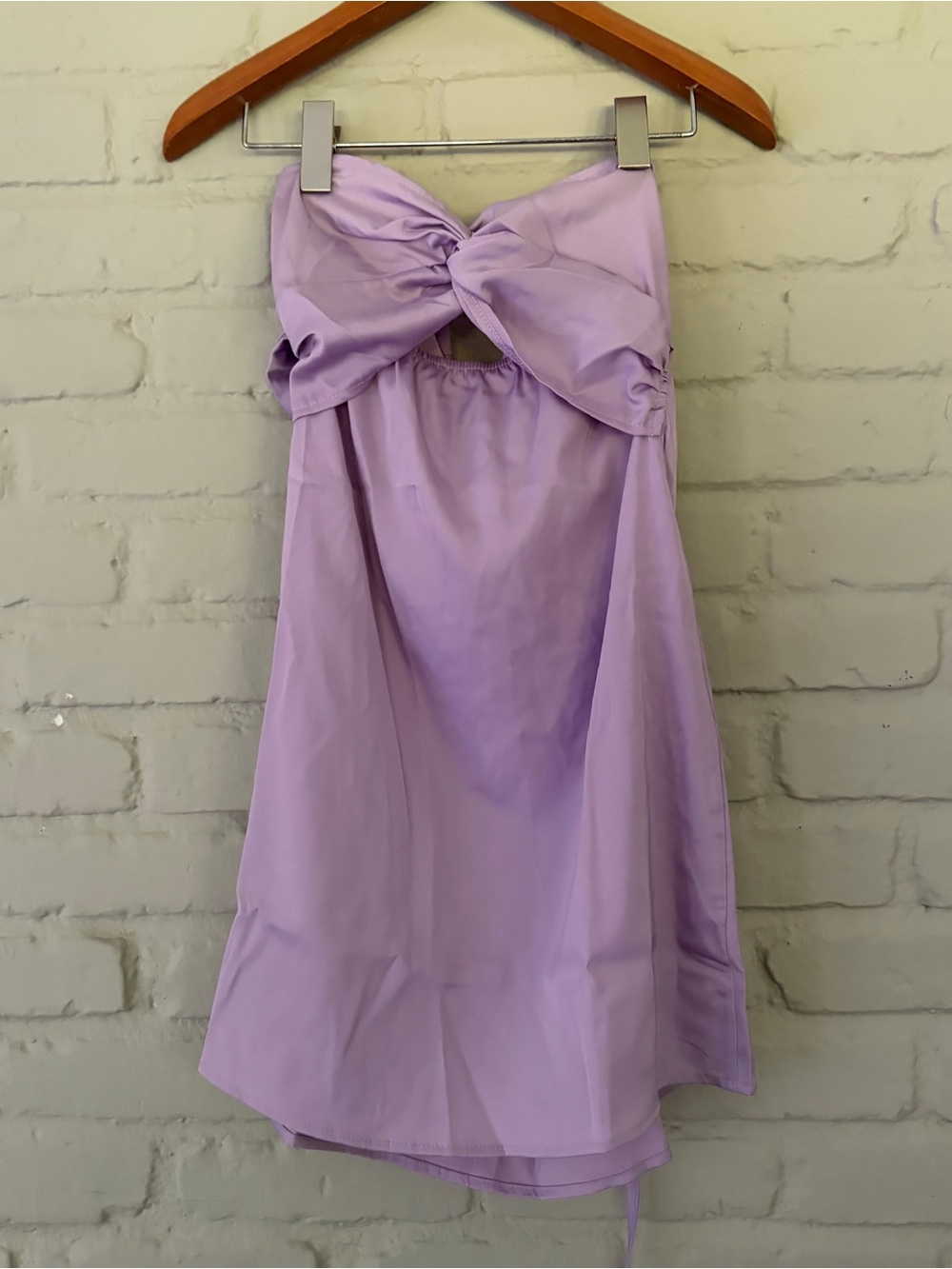 Lilac Strapless Dress with Knotted Bust